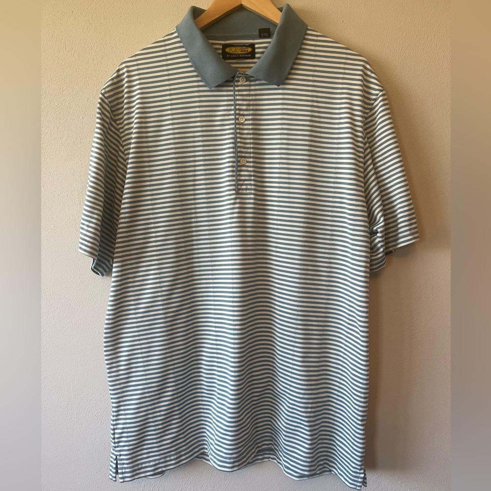 Play Dry by Greg Norman Golf Polo Men’s size XL‎ Blue White Striped